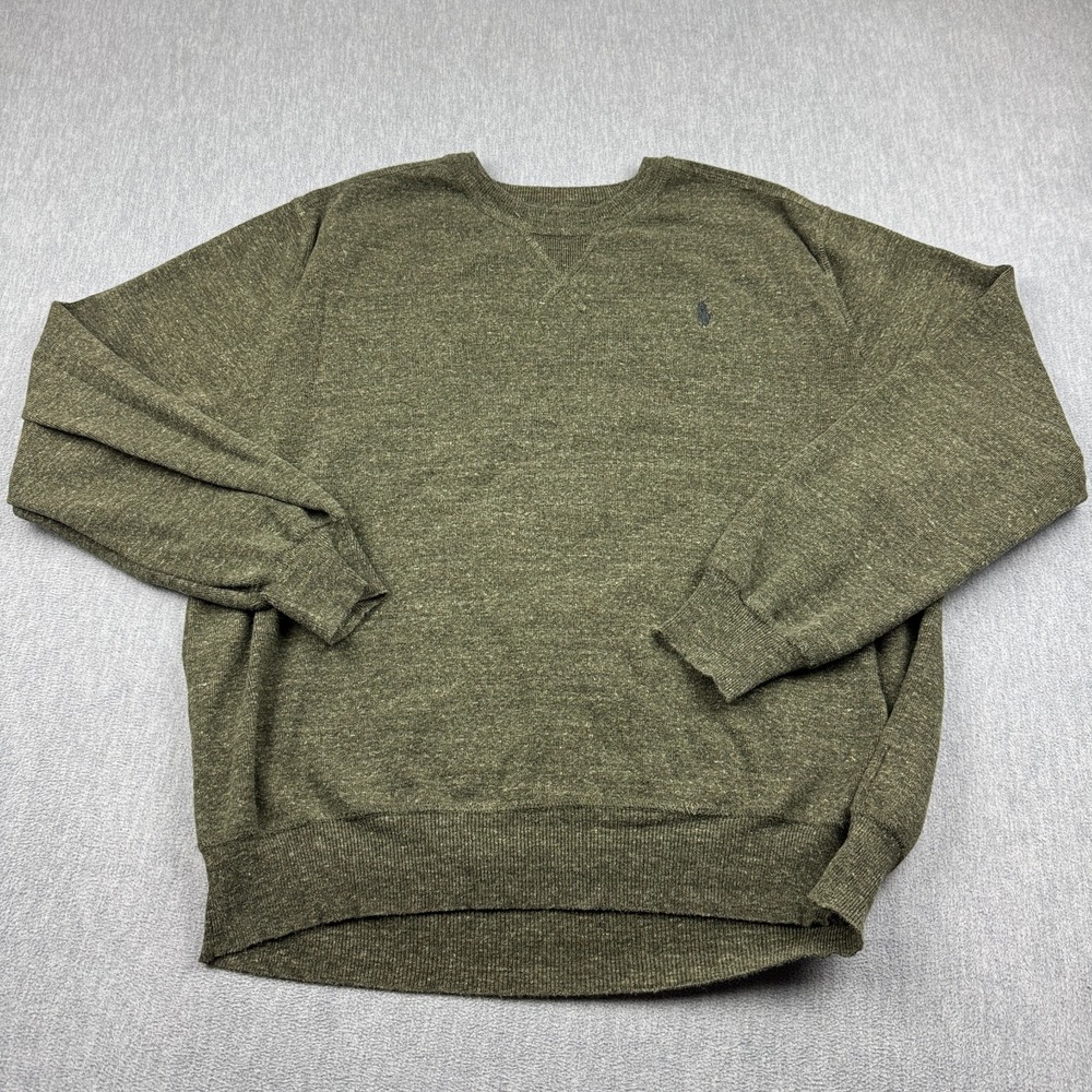 Polo Ralph Lauren Sweater Mens XL Green Heather Crew Neck Pullover Cotton Knit